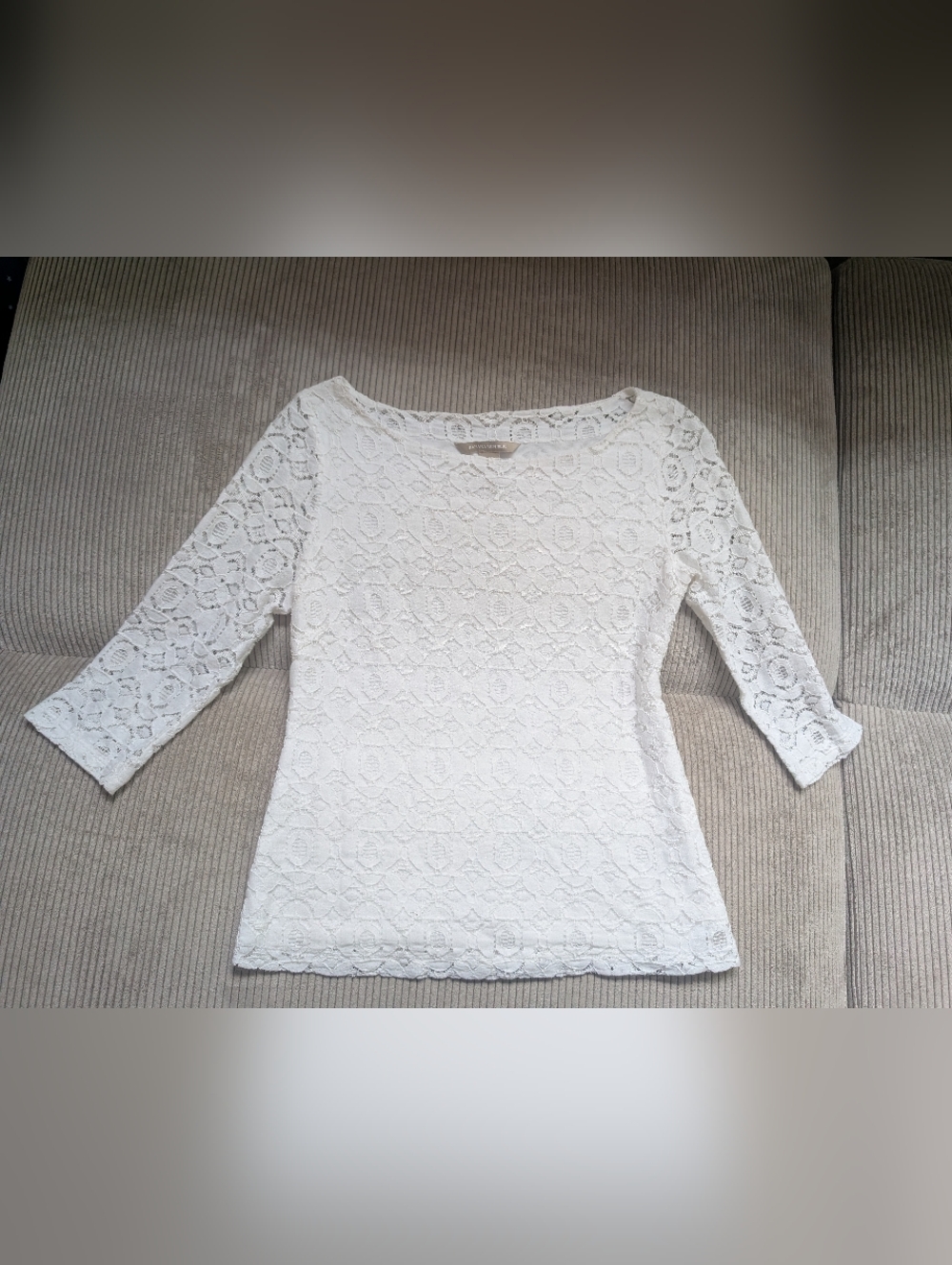 White Lace Boatneck Top by Banana Republic
